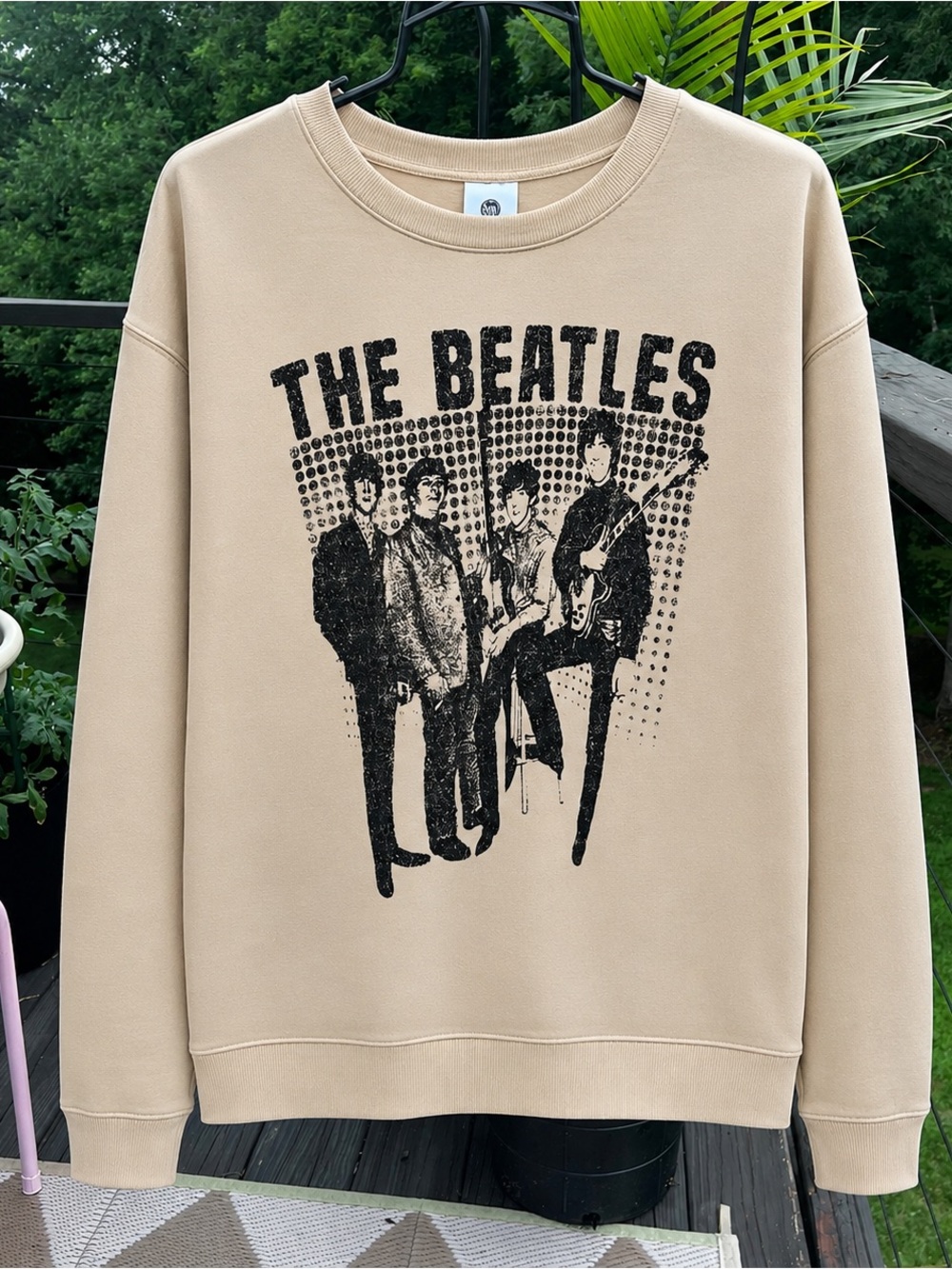 The Beatles 1965 Tour Graphic Sweatshirt 4X NWT Oversized Beige Band Pullover